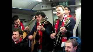 The Blims on the train after Wales win the Grand Slam 2012