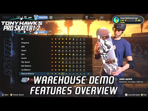 Tony Hawk's Pro Skater 1+2 Warehouse Demo - Features Overview - THPS 1+2 [4k HDR]