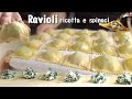 Homemade XXL RAVIOLI RICOTTA AND SPINACH fresh egg pasta ITALIAN FOOD 🍲