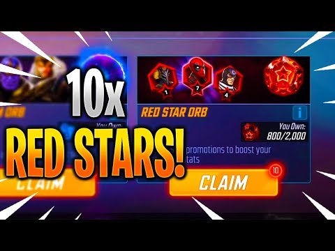 10x Red Star Orb Opening! New 7 Star?!?! - MARVEL Strike Force