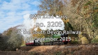 preview picture of video 'GWR 2251 Class 0-6-0 no. 3205 at the South Devon Railway'