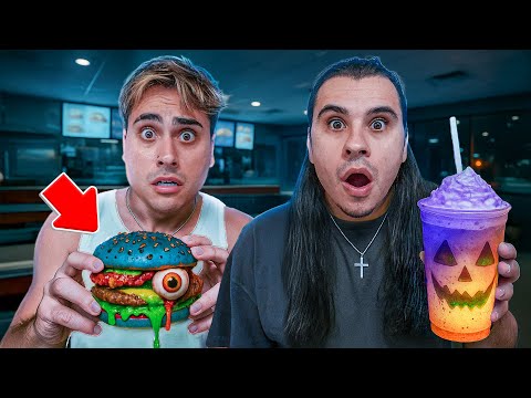 We Tried SPOOKY HALLOWEEN THEMED Food For 24 HOURS!