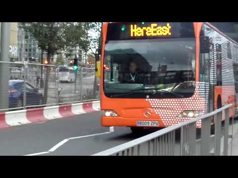 Mercedes Citaro GAL Commercial (HereEast Livery) MEC14 BD09ZPU on Route 847 Leaves at Stratford City