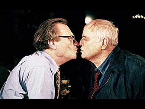 Marlon Brando kisses Larry King