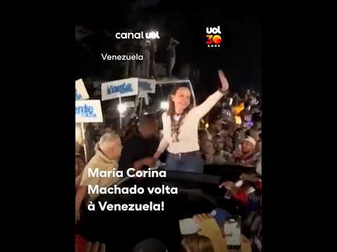 María Corina Machado volta à Venezuela após 10 meses de exílio e é recebida por apoiadores