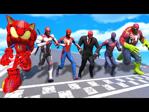 TEAM SPIDER-MAN VS TEAM DEADPOOL | Running Challenge #7 (Funny Contest) - GTA V Mods