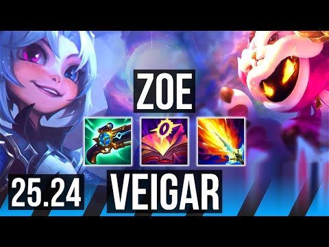 ZOE vs VEIGAR (MID) | Good KDA: 15/1/9 | KR Master | 25.24