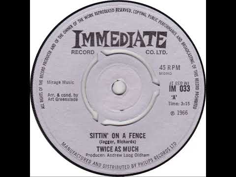 UK New Entry 1966 (170) Twice As Much - Sittin' On A Fence