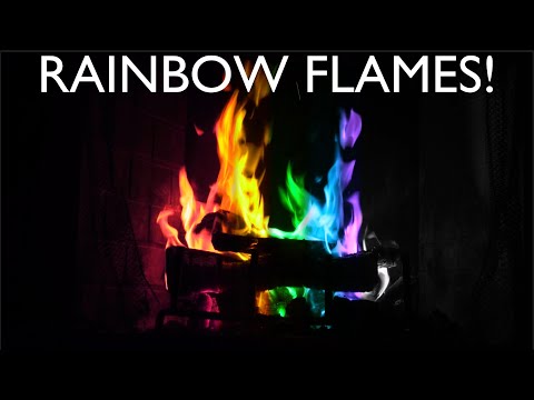 Rainbow Fire (Hypnotic Rainbow Flames) 12 Hours Magical Fireplace (Must See!) 🏳‍🌈