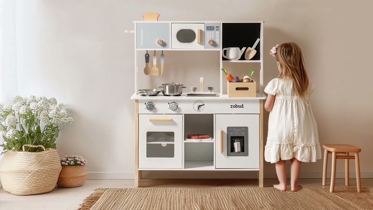 Robud ROBUD Spielküche mit Pflanzkasten Weiss/Grau Holz