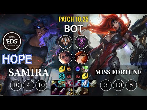 EDG Hope Samira vs Miss Fortune Bot - KR Patch 10.25