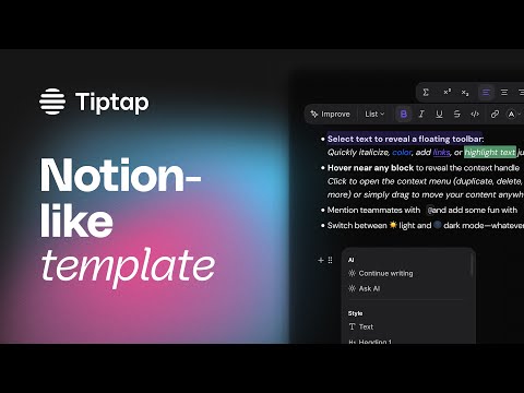 Meet the Notion‑Like Template – powered by Tiptap Cloud