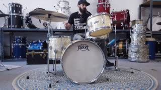 Video thumbnail for 1960s Pearl Valencia White Marine Pearl Drum Kit by Hawthorne Drum Shop