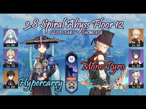 C2 Wanderer Hypercarry & C0 Lyney Mono Pyro | 3.8 Spiral Abyss Floor 12 | Genshin Impact
