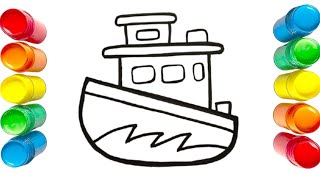 Easy Ship Drawing for Kids | Step-by-Step Boat Sketch | Rainbow Art Hub