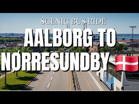 Scenic Bus Ride in Denmark 🇩🇰 | Aalborg to Nørresundby City Tour & Limfjord Bridge Views
