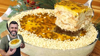 Sobremesa de Natal SEM PANELA! Pavê de Maracujá Cremoso em Minutos! Receitas de Natal