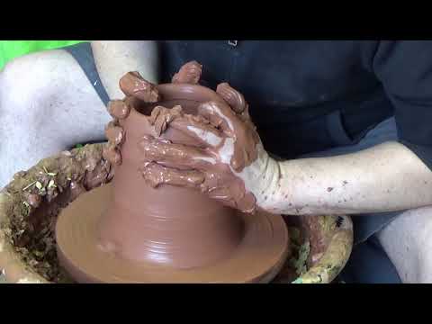 Demonstrating throwing a 7-pound vase