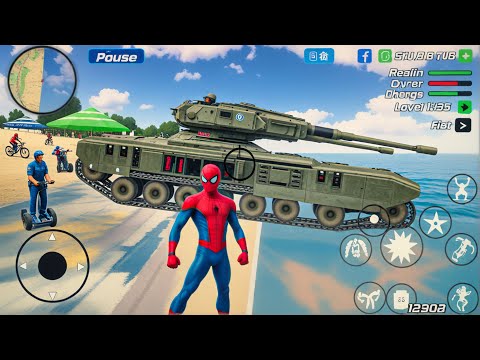 Rope Frog Ninja Superhero and Military Tank in Open World Game - Android Gameplay