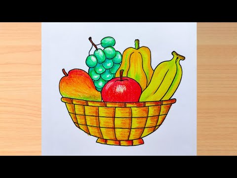 Fruits Basket Drawing|| How to Draw Fruits Basket Step by Step| Fruits Basket Drawing for beginners