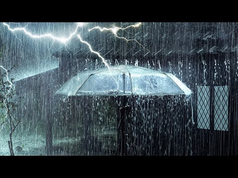 Sleep Instantly & Wake Up Full Of Energy w/ Heavy Rain on Umbrella & Mighty Thunder Sounds at Night