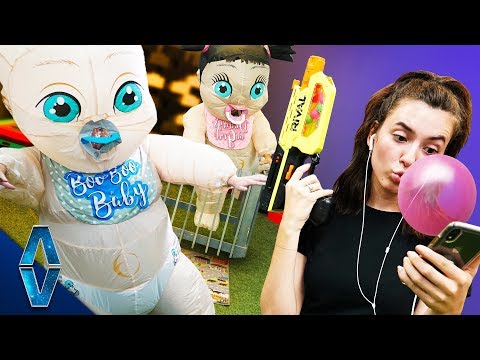 NERF Don't Get Caught By The Babysitter Challenge! Video