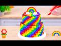 Mini Rainbow Cake With Chocolate Super Glossy Buttercream Cute Rainbow Toppers ️HT Mini Cakes