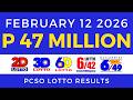 Lotto Result Today 9pm February 12 2026 PCSO