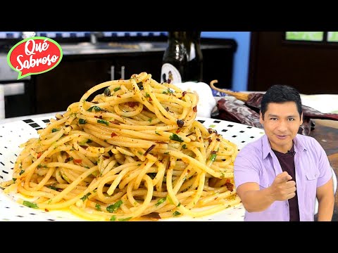 Espaguetti con Chile Guajillo - Receta Italiana Fácil con pocos ingredientes!