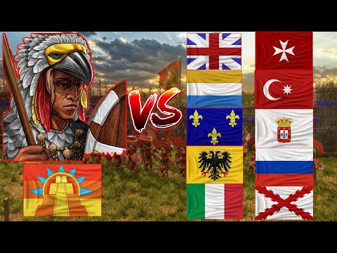 Eagle Knight ( Without Plaza Damage Buff ) vs  EU Light Cavalry ( Total resource ) Aoe3 Battle