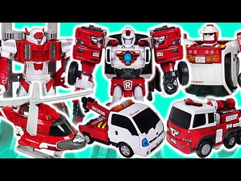 Tobot V Rescue R, Y, Zero, Captain Police transform! Defeat the King Kong and dinosaur! #DuDuPopTOY