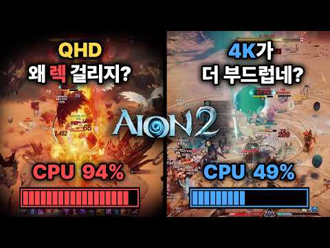 아이온2 컴퓨터 사양 추천 - QHD 렉 걸리는 이유와 4K CPU 병목 해결법 (9800X3D vs 7800X3D 성능 비교)