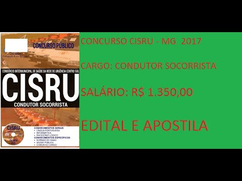 CONCURSO CISRU CENTRO SUL 2017   CONDUTOR SOCORRISTA