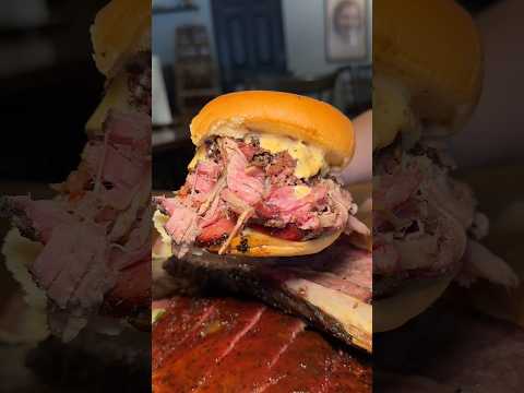 The TRIPLETA BBQ SANDWICH from Palmira Barbecue in Charleston, SC! 🔥🤤 All the meats! #DEVOURPOWER