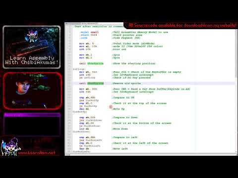 8086 Lesson S1 - Sprite drawing and Simple key movement in MS DOS