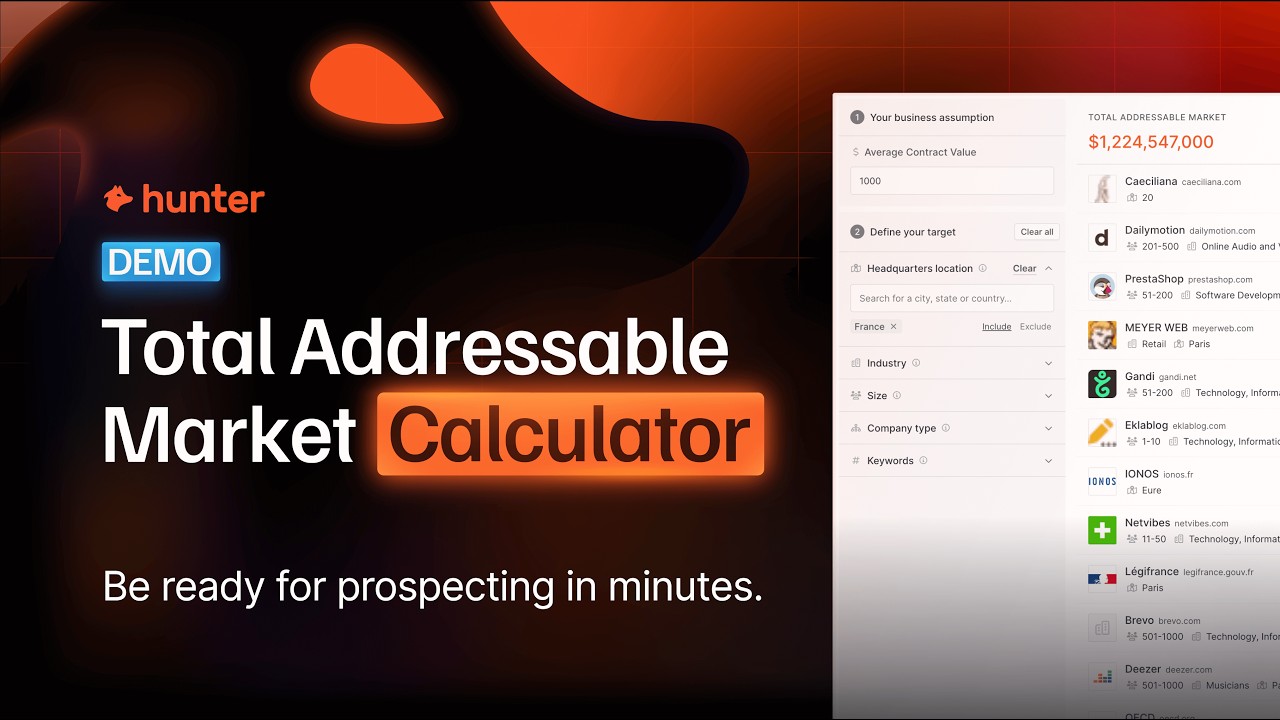 Hunter.io TAM calculator video preview