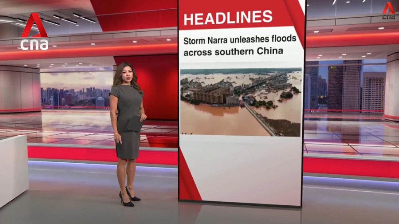 Typhoon Narra forces tens of thousands from homes across southern China, submerges roads and buildings