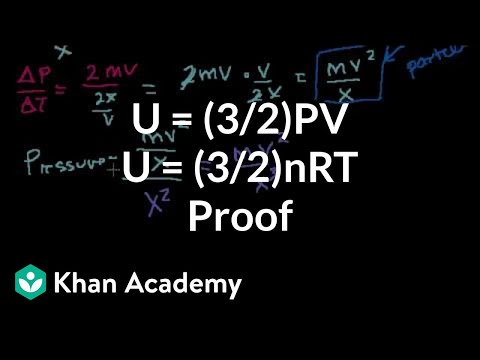 Proof: U=(3/2)PV or U=(3/2)nRT 