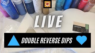 Acrylic Pour Painting | Double Reverse Dips | Triangle & Heart Canvases | LIVE | Giveaway