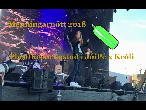 Plastflösku kastað í JóiPé x Króli. Menningarnótt 2018.