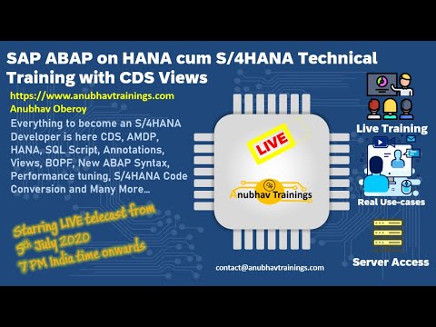 LIVE demo ABAP on HANA cum S 4HANA Training | 9th April 2022 | 7 PM IST | CDS Views AMDP Fiori