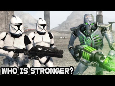 100 Clone Troopers (Star Wars) vs 10 Necrons (Warhammer 40K)