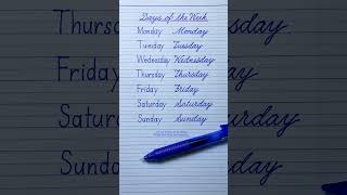 How to write Days of the Week in English cursive writing | Print  &amp; Cursive Handwriting Practice