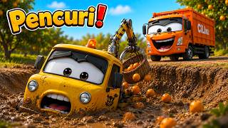 Download lagu Truk Pencuri Terjebak!😲💥| Roda Roda Truk Berputar - Lagu Anak Terbaru Truk Pencuri Tertangkap 🚚🚨 mp3