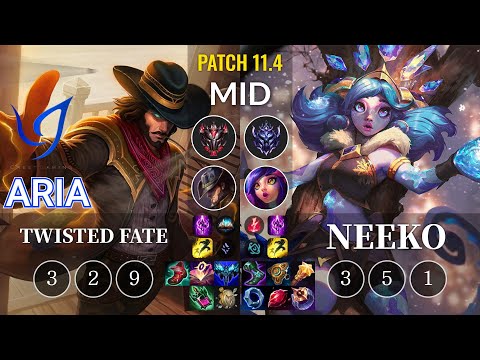 CGA Aria Twisted Fate vs Neeko Mid - KR Patch 11.4