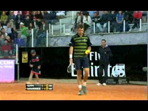 AMAZING ! Seppi saves 2 match points Versus Wawrinka in Rome 2012
