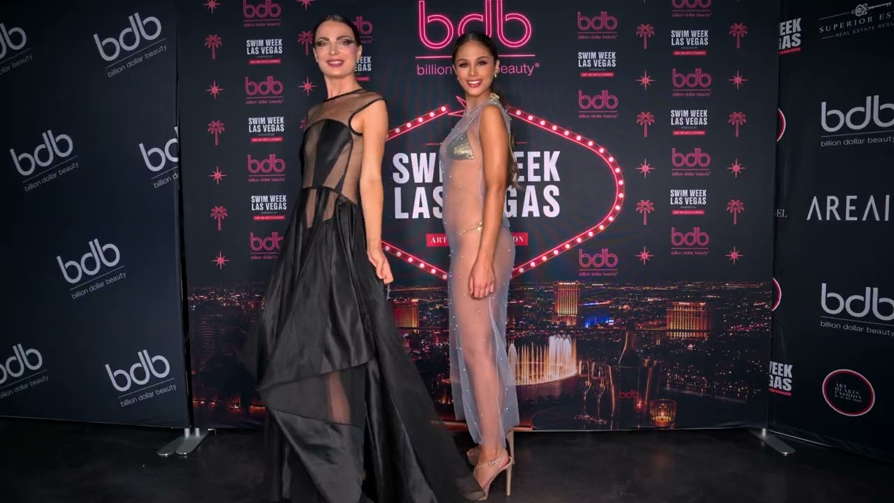 Venezuelan Model Valentina Montiel poses with Model Elena at ArtHeartsFashion LV Swim Week