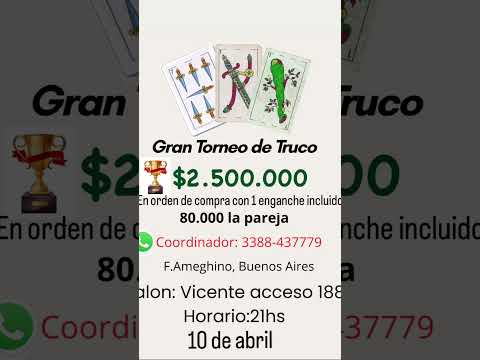 Viernes 10/04/26. 21 hs. Florentino Ameghino, Prov. de Bs. As. #locosxeltruco #truco #trucoargentino