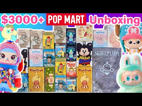 $3000+ POP MART BLIND BOX UNBOXING!! *♡*LABUBU, SKULLPANDA, 1000% & MORE!!