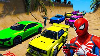 AIM Ramp Superheroines VS Superheroes Spider-man New Cars - Desafio com Carros Motos Caminhões